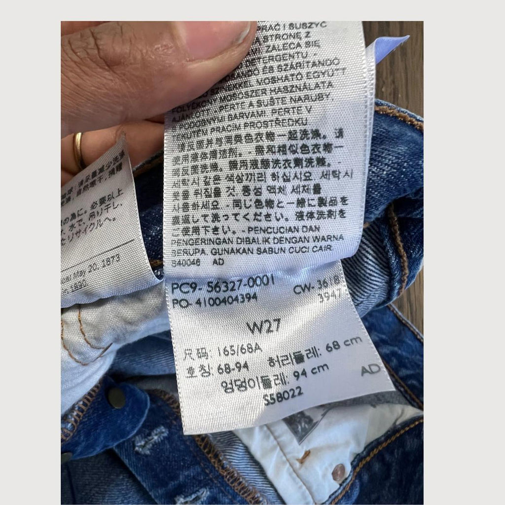 Levi's 501 Premium High Rise Medium Blue Wash Denim Shorts Size 27