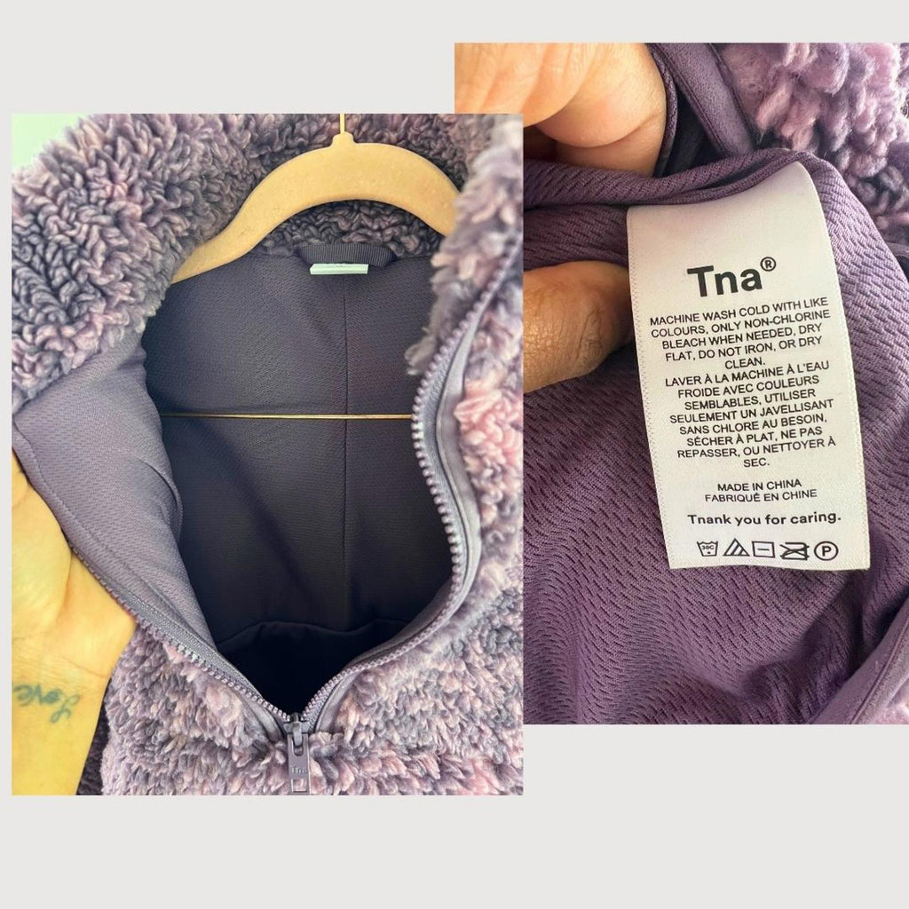 Aritzia Tna Rush Sherpa Fleece ½ Zip Pullover Sweater in Purple/Pink, Size XS