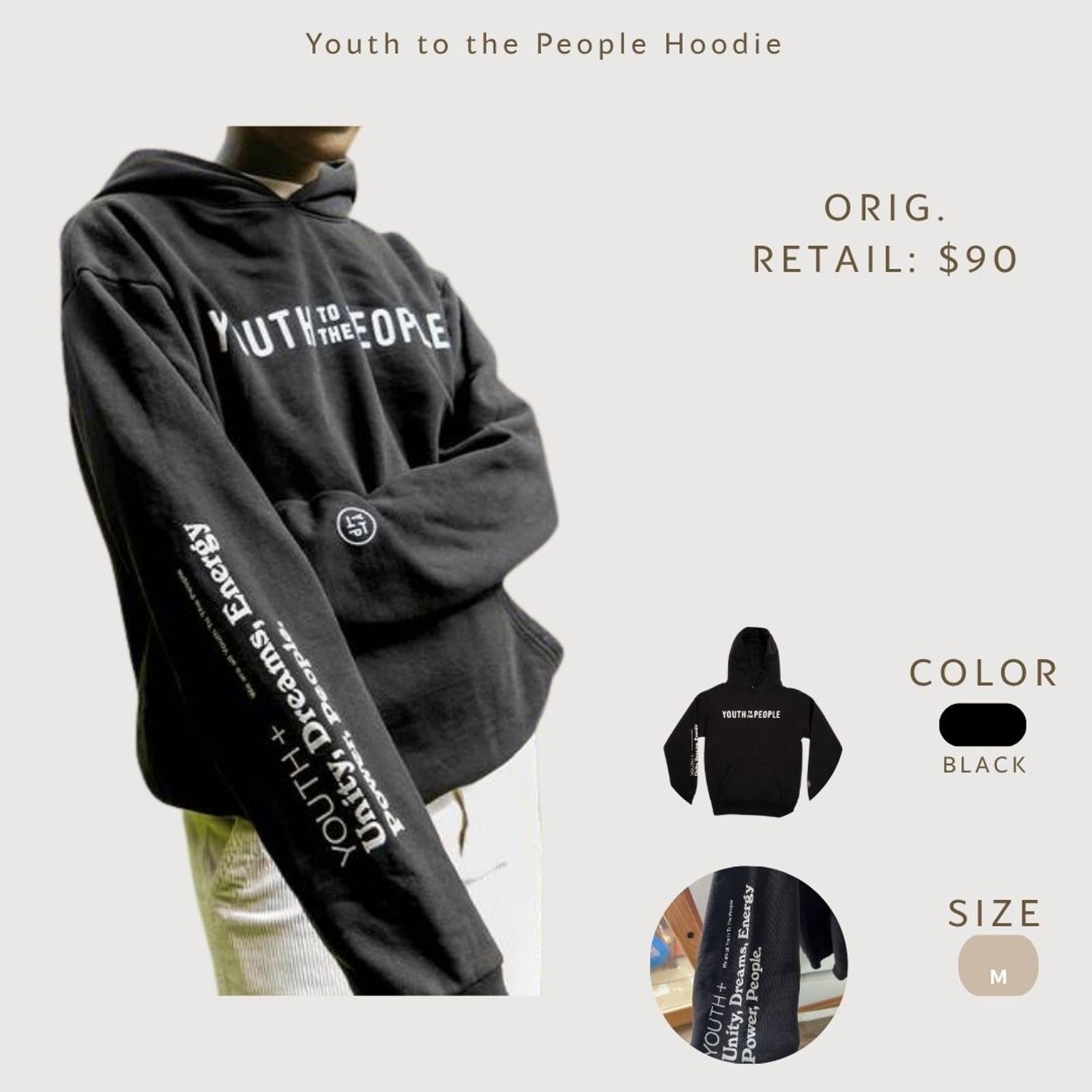 Youth to the People Black Hoodie, Size M