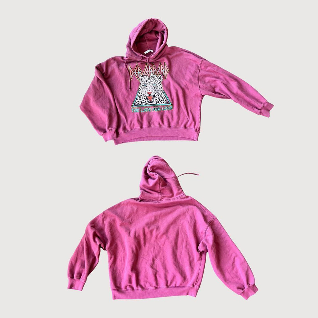 Revolve Daydreamer Def Leppard French Terry Oversized Hoodie Mauve Size L