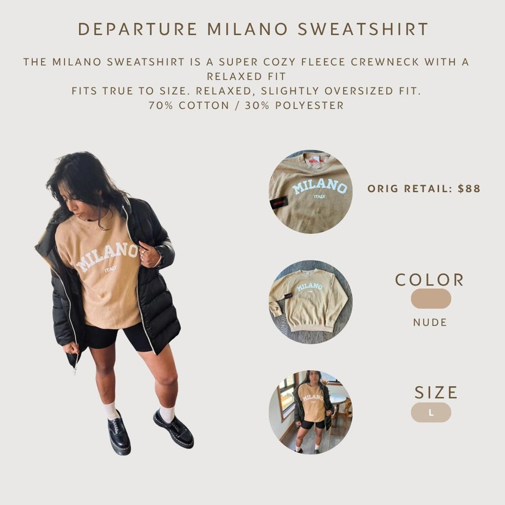 Revolve Departure Milano Nude Sweatshirt, Size L