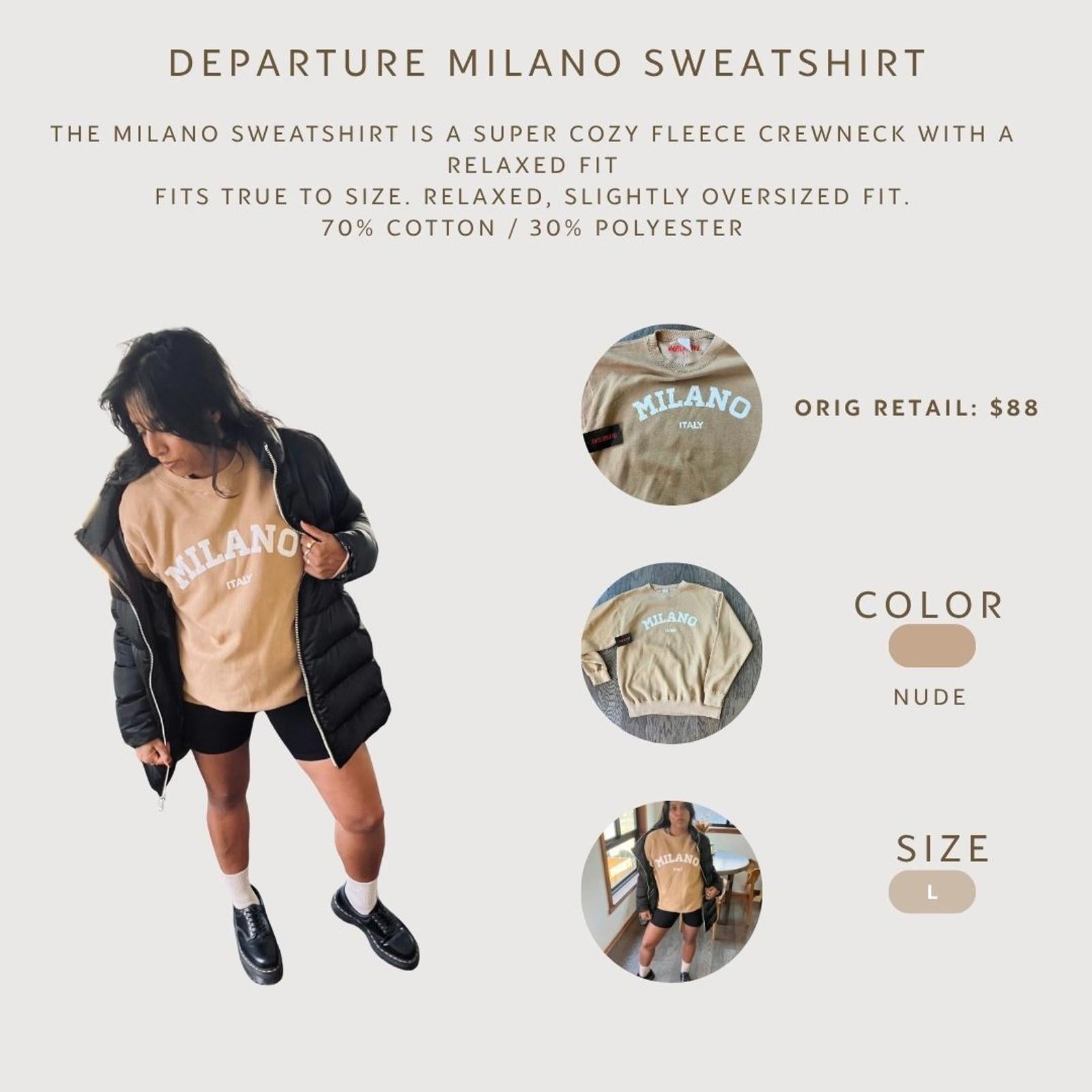 Revolve Departure Milano Nude Sweatshirt, Size L