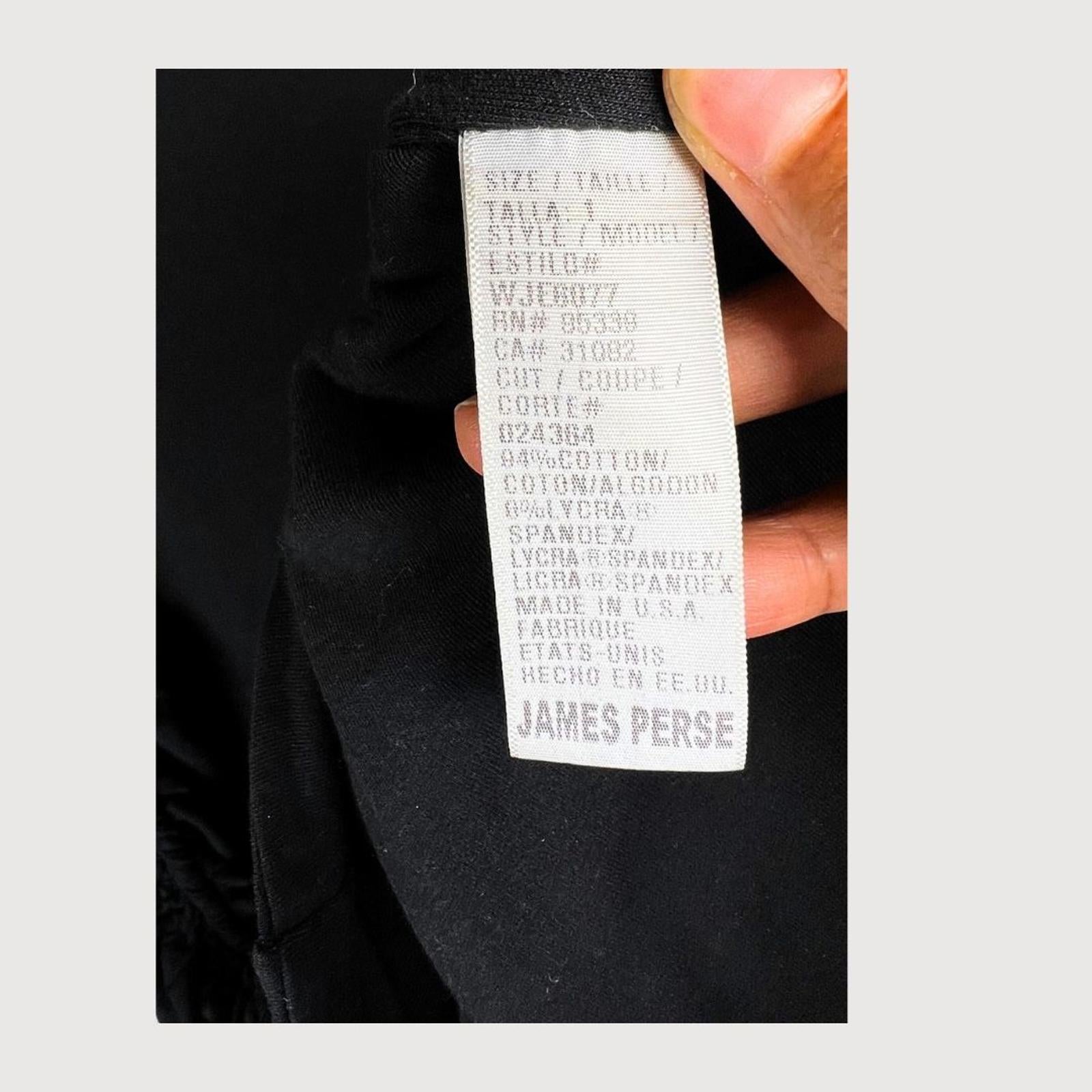 James Perse 3/4 Sleeve Ruched Black Midi Dress -Size 1- Quiet Luxury trend