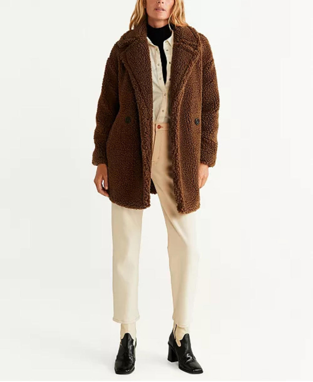 Mango NWT Oversized Faux Sherpa Fur Coat Size XXS