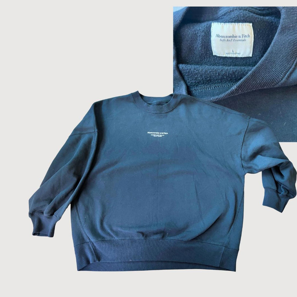 Y2K Abercrombie & Fitch Logo Crewneck Sweatshirt Black Large