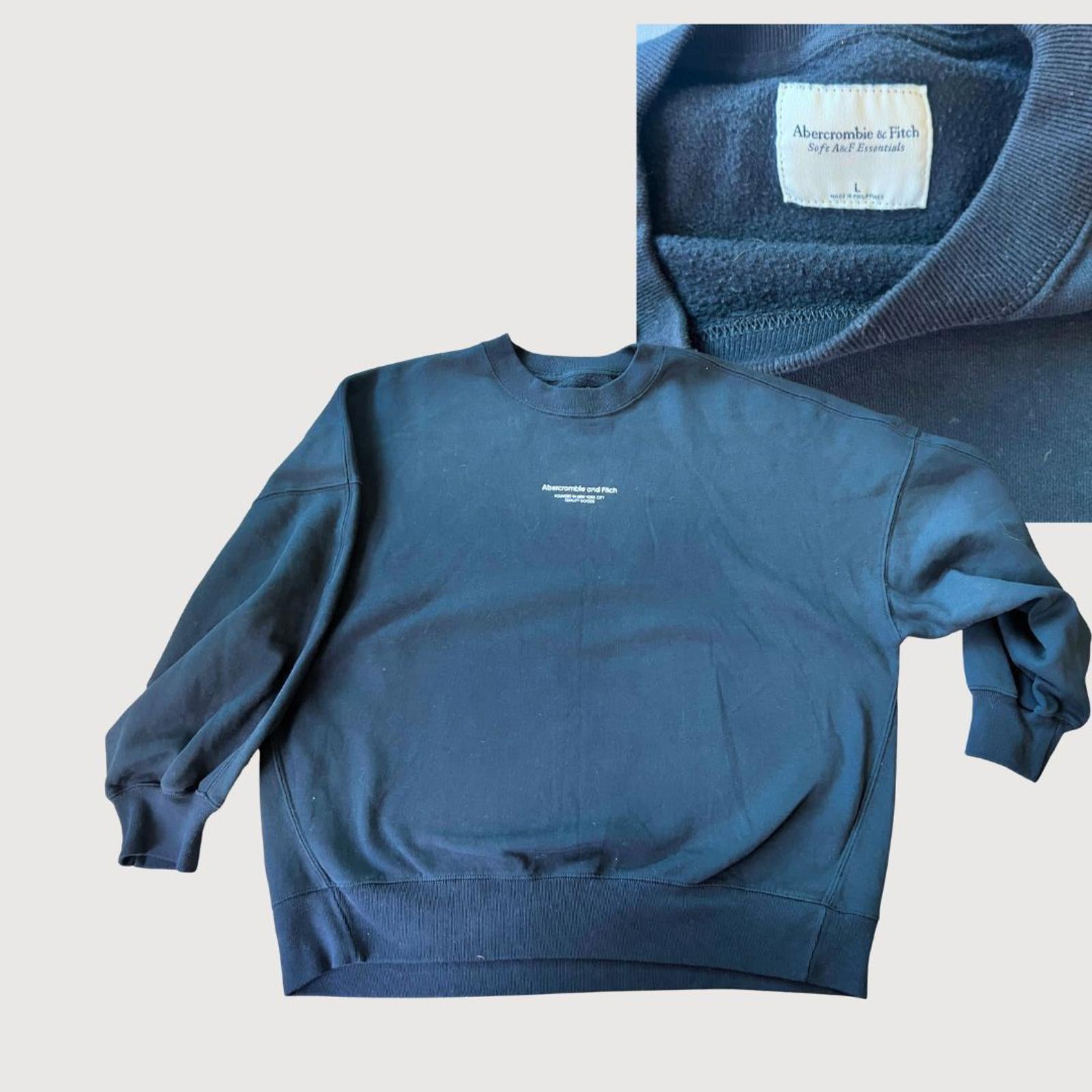 Y2K Abercrombie & Fitch Logo Crewneck Sweatshirt Black Large