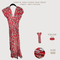 Lenny B Paris Red Floral Maxi Dress Wrap Style size 2