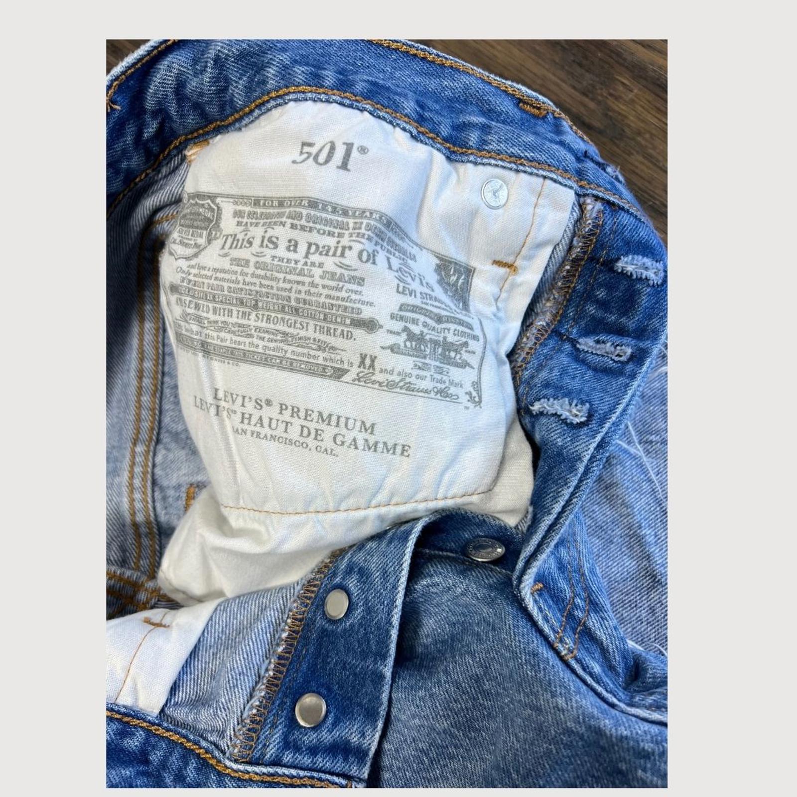 Levi's 501 Premium High Rise Light Blue Wash Denim Shorts Size 27