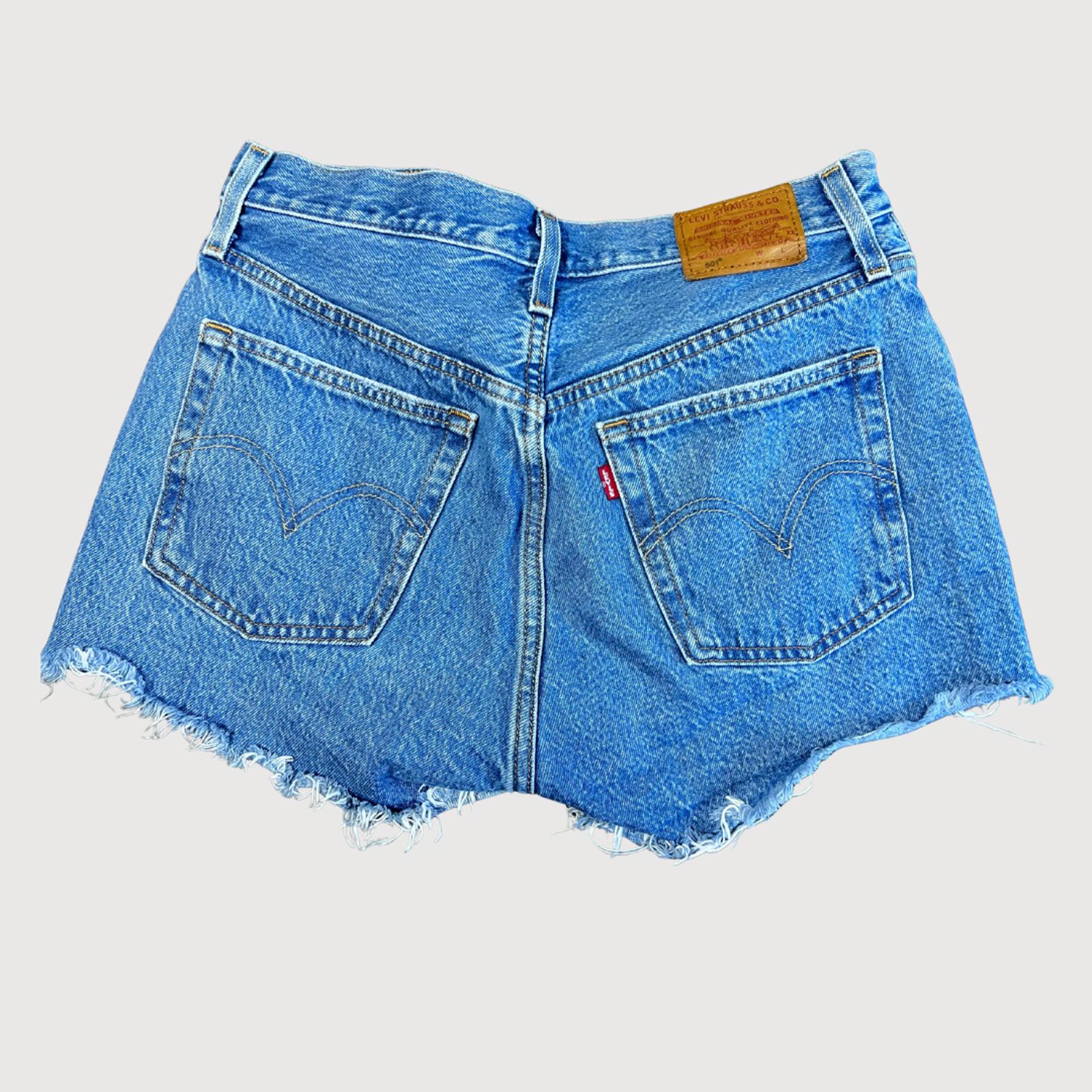 Levi's 501 Premium High Rise Light Blue Wash Denim Shorts Size 27