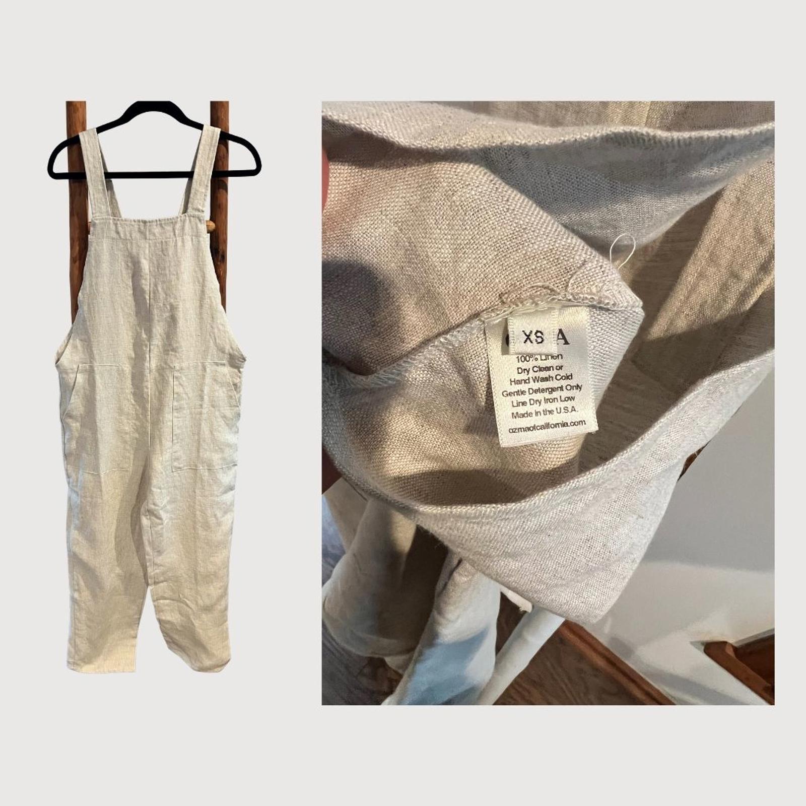 Ozma of California Campos 100% Linen Overall NWOT - XS Oatmeal