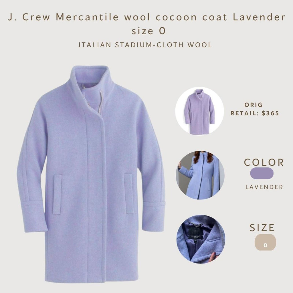 J. Crew Mercantile Wool Cocoon Coat Lavender Size 0