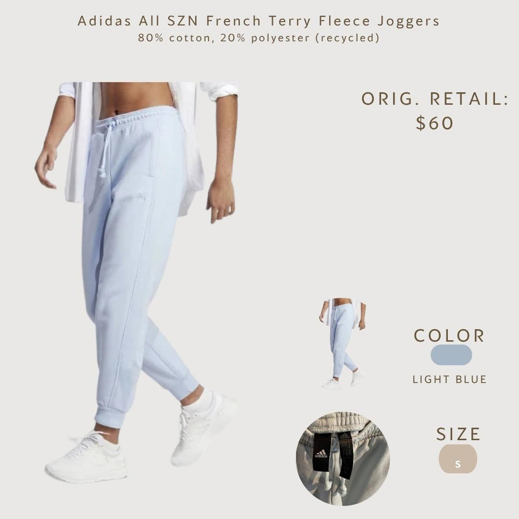 Adidas All SZN French Terry Fleece Joggers Light Blue Size S