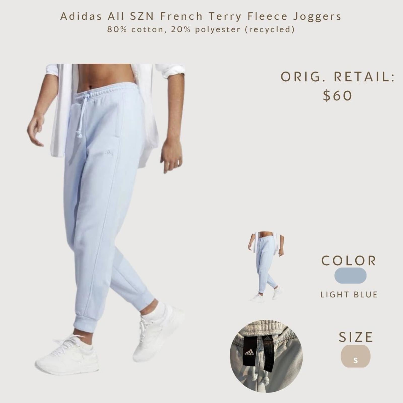 Adidas All SZN French Terry Fleece Joggers Light Blue Size S